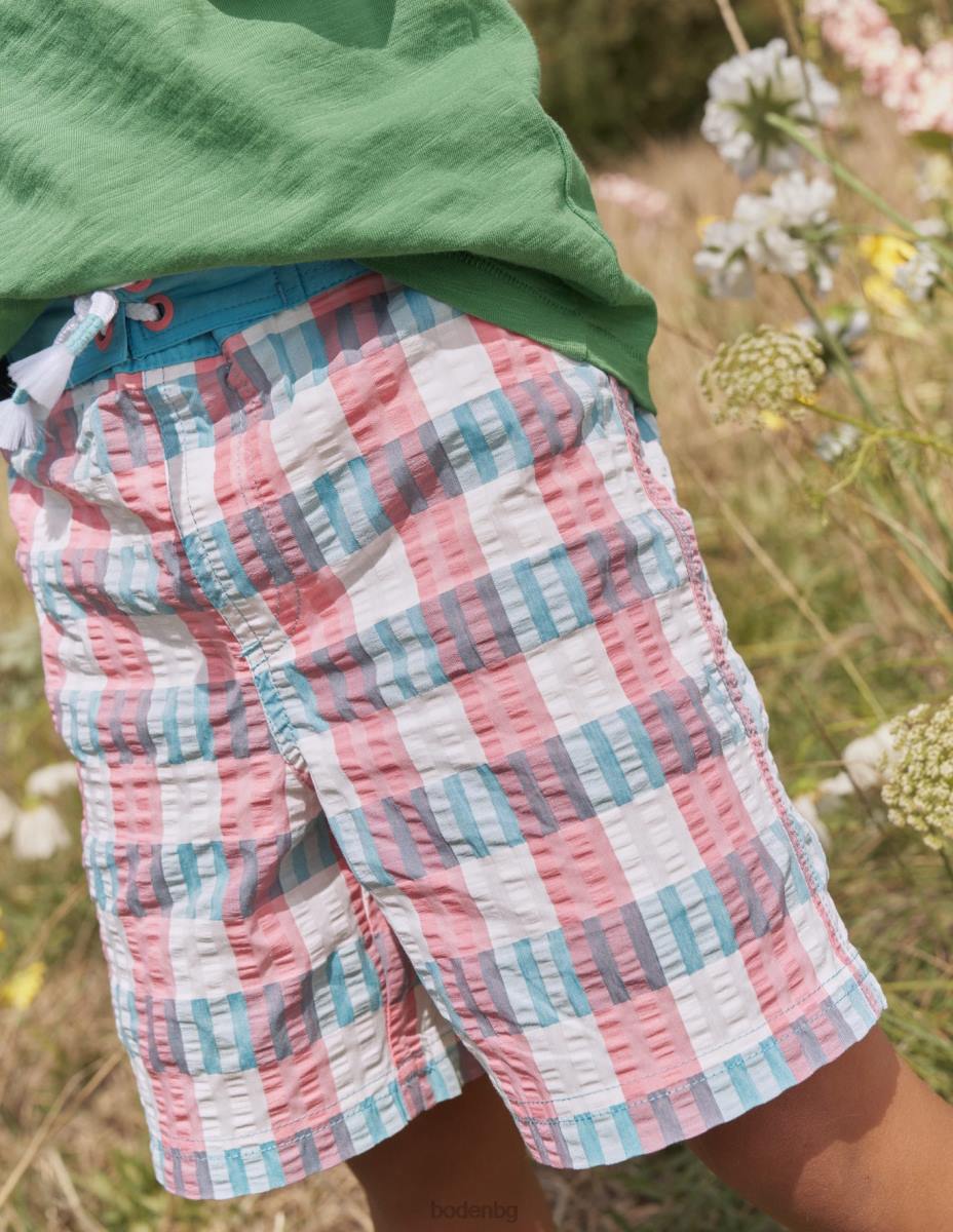 облекло Boden шорти от gingham board розово/зелено каре момчета LL68872