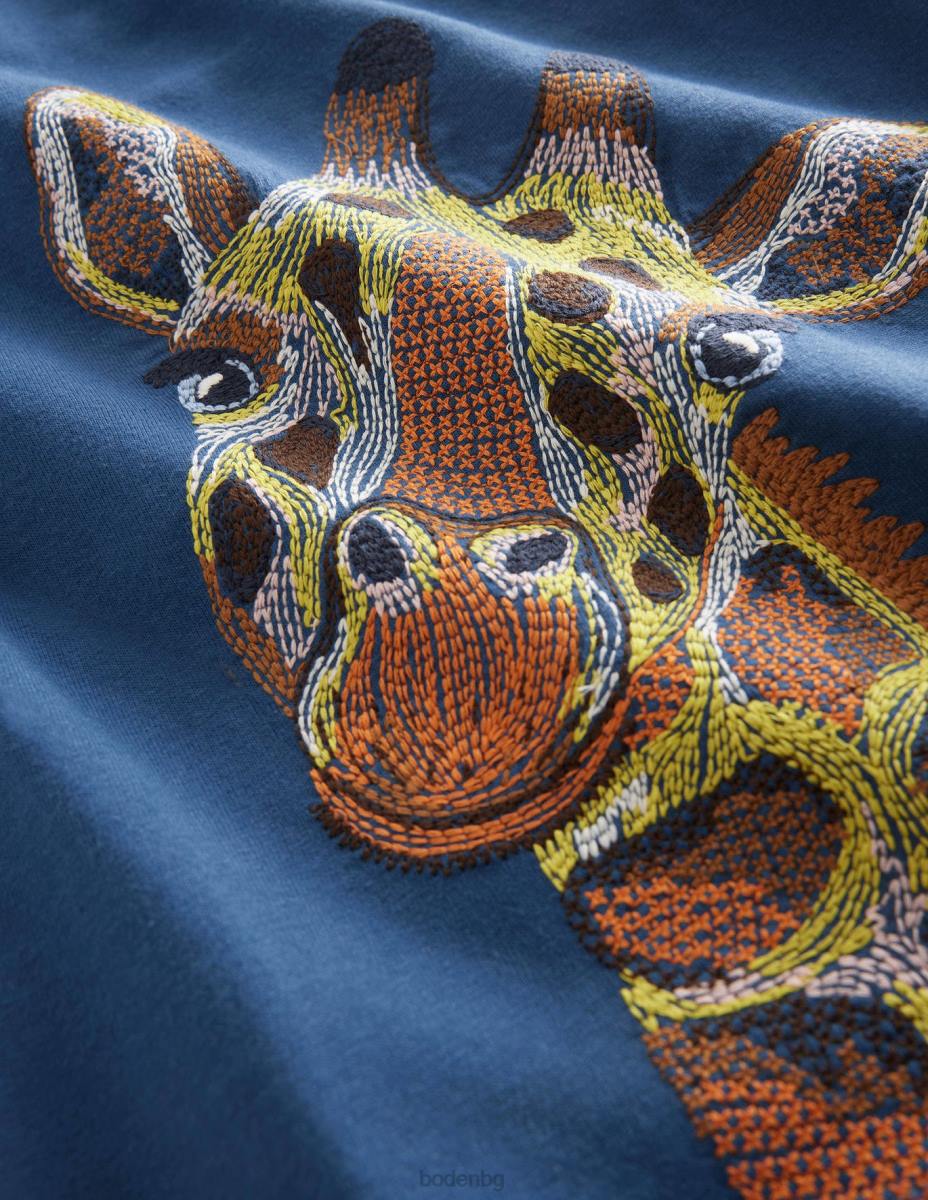 облекло Boden суперстич тениска сапфирено син жираф момчета LL68851