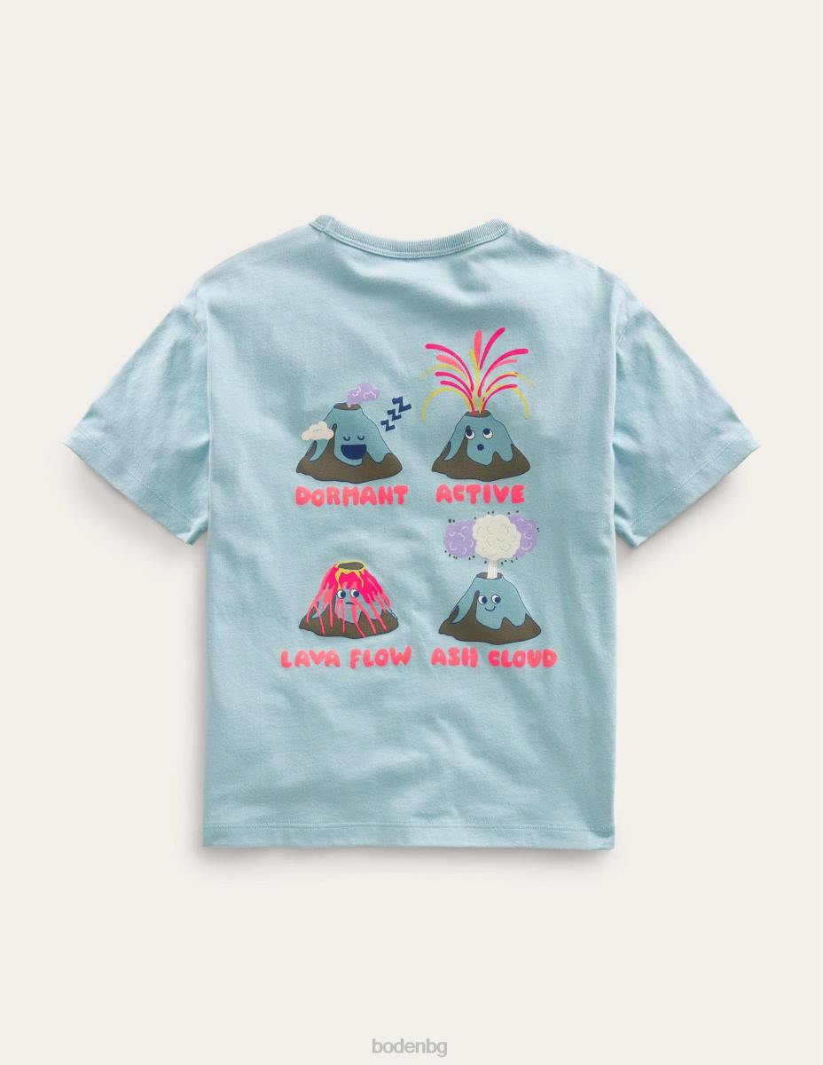 облекло Boden предна и задна тениска турмалин синя планина момчета LL68853