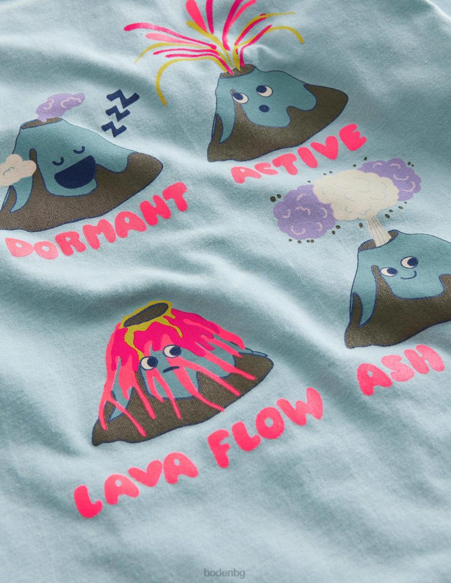 облекло Boden предна и задна тениска турмалин синя планина момчета LL68853