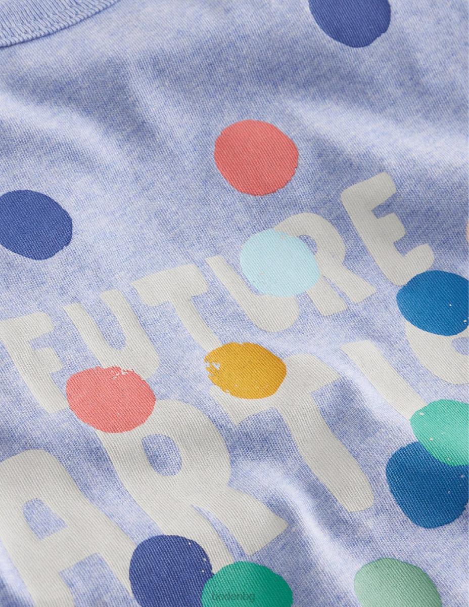 облекло Boden спокойна тениска с артистичен принт светлосин мергел момчета LL68862