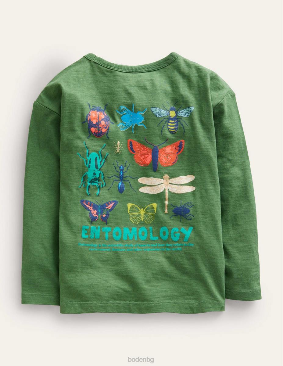 облекло Boden забавна тениска с лого на науката сафари зелено момчета LL68864