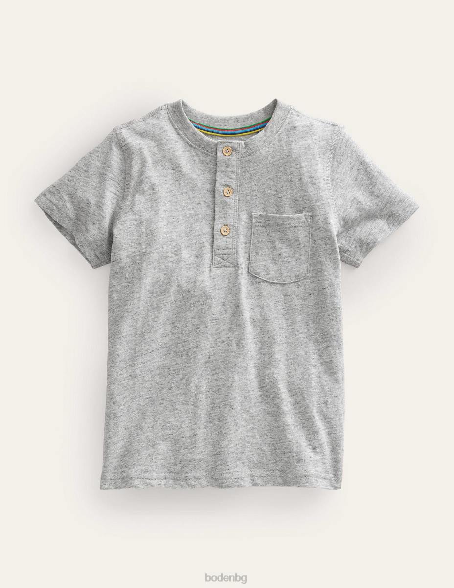 облекло Boden изпрана памучна тениска henley сив мергел момчета LL683029