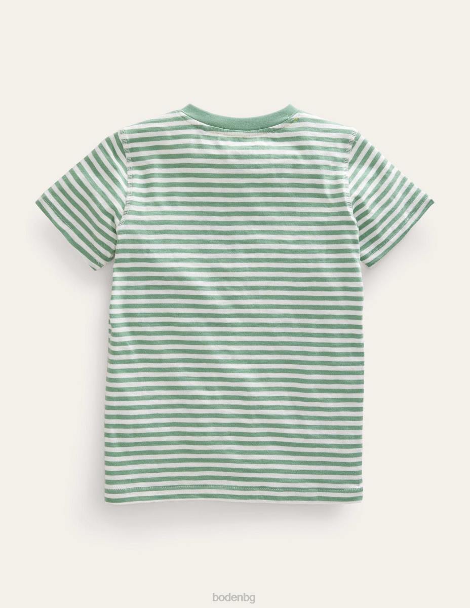 облекло Boden изпрана памучна тениска henley слонова кост/сарит зелено момчета LL683173