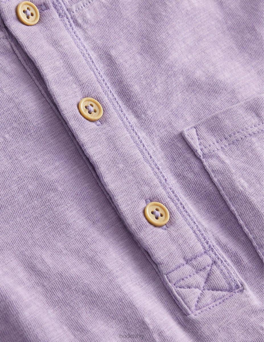 облекло Boden изпрана памучна тениска henley мъглива лавандула момчета LL68868