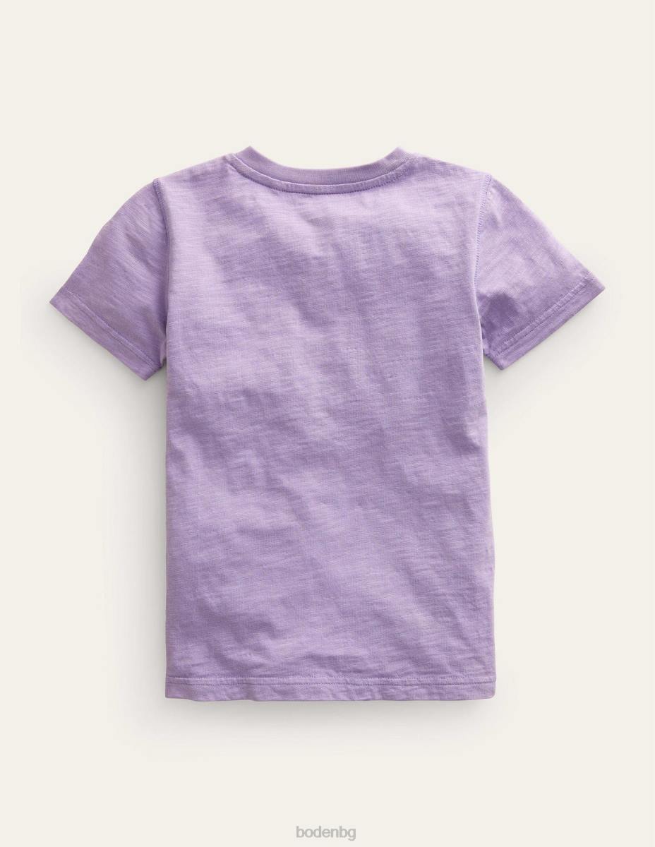 облекло Boden изпрана памучна тениска henley мъглива лавандула момчета LL68868
