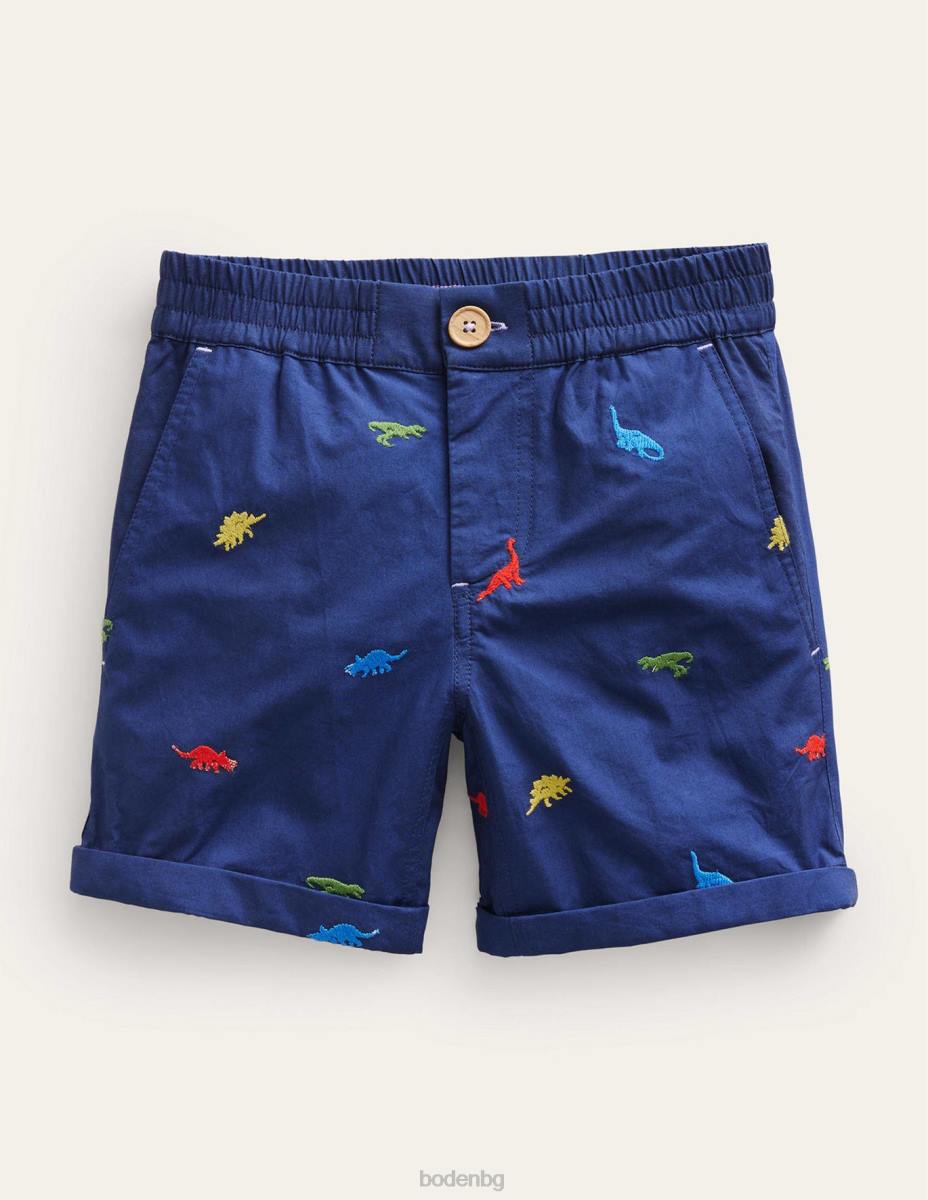 облекло Boden интелигентни къси панталони флотска бродерия на динозавър момчета LL68878