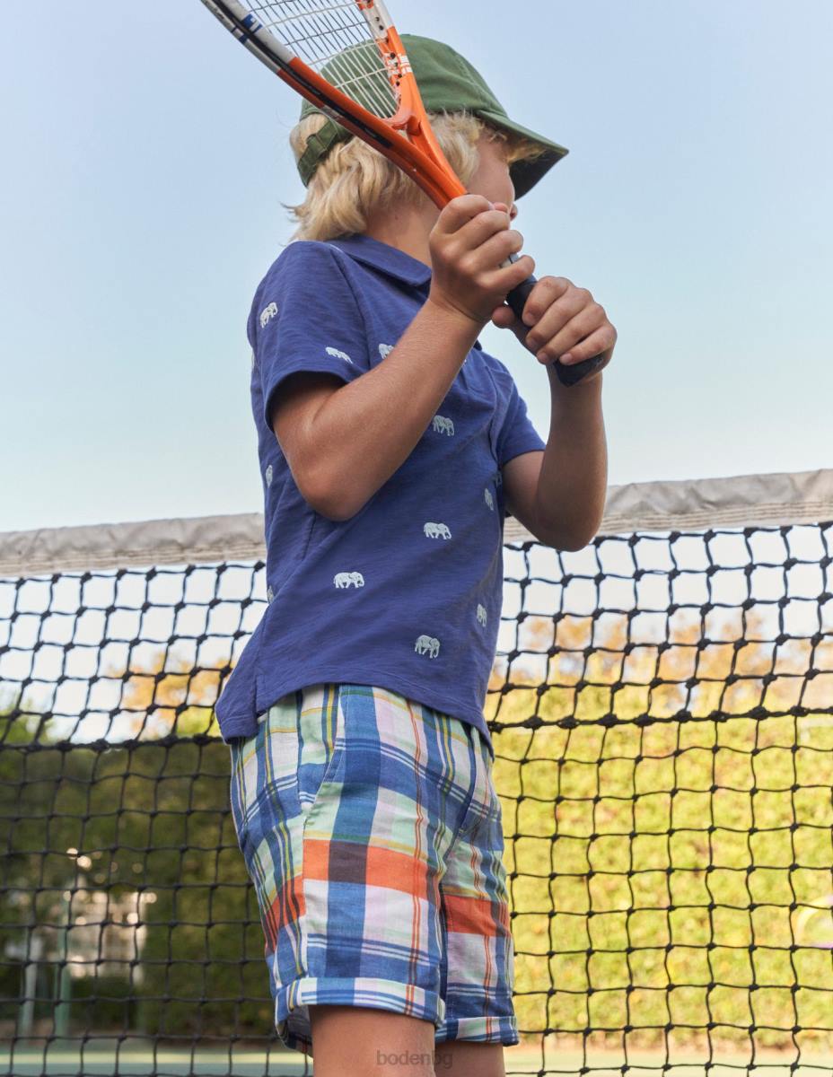 облекло Boden интелигентни къси панталони огнен опал/зелен мадрас момчета LL68883