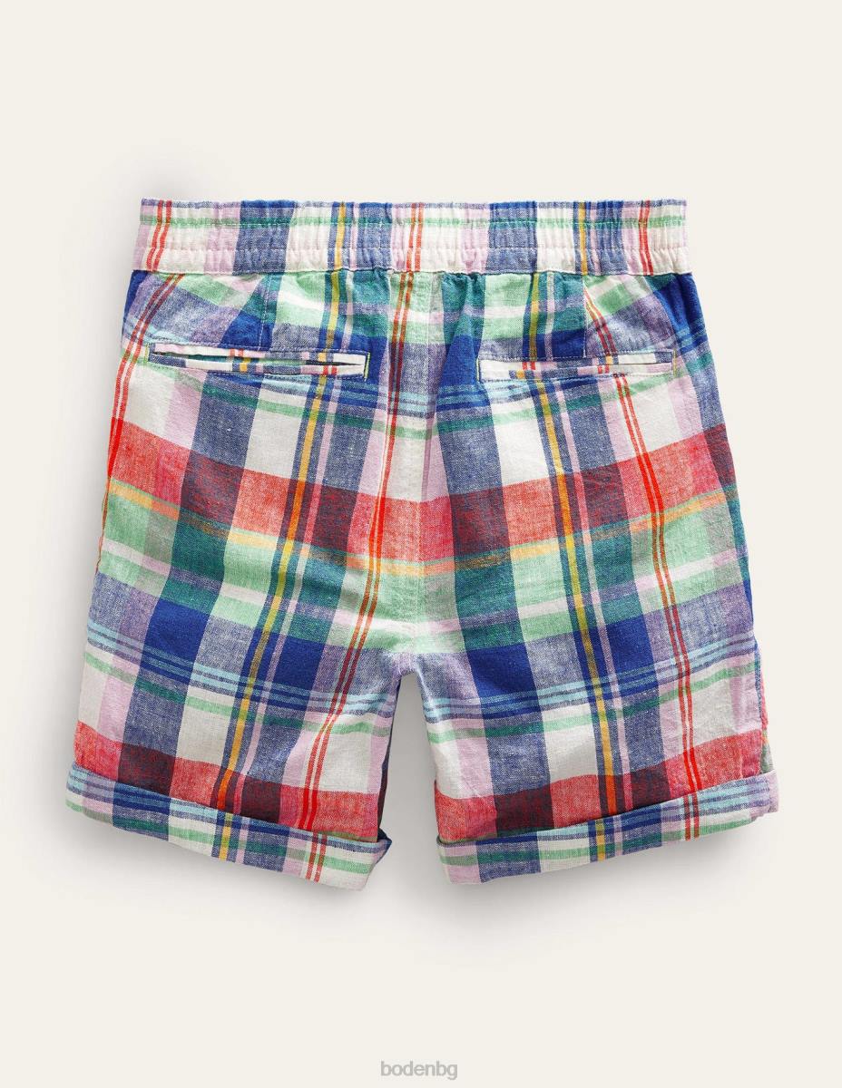 облекло Boden интелигентни къси панталони огнен опал/зелен мадрас момчета LL68883