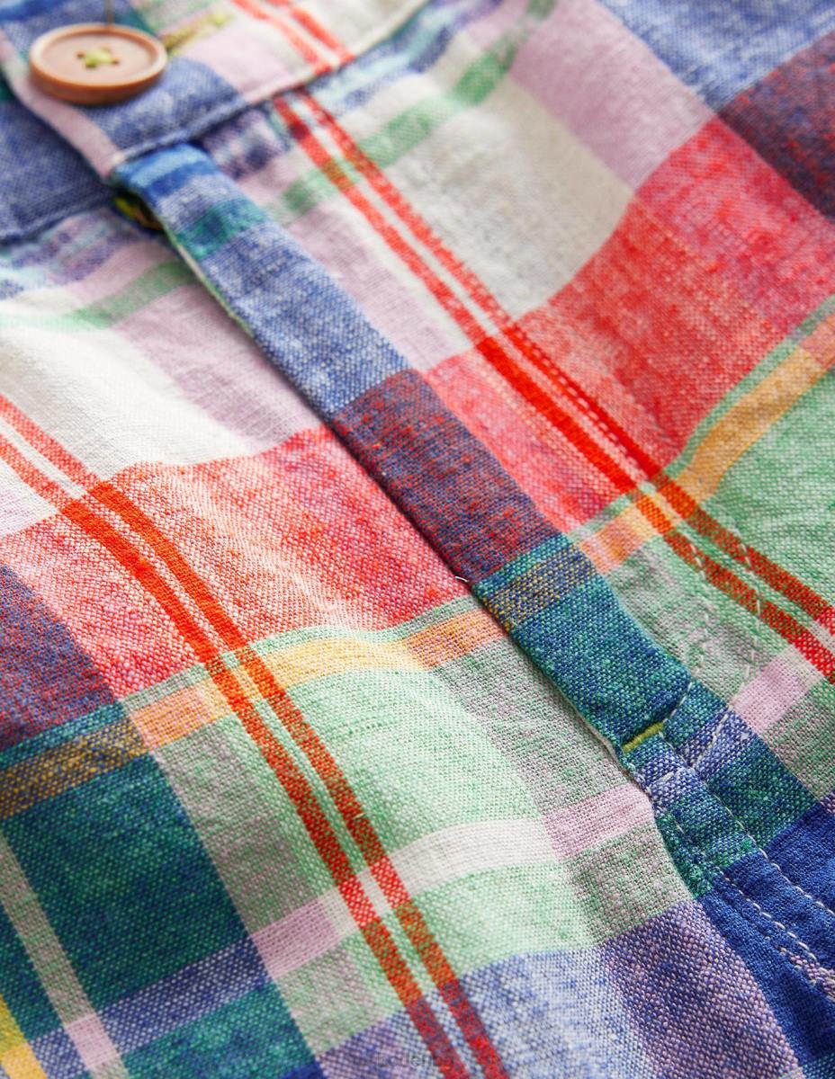 облекло Boden интелигентни къси панталони огнен опал/зелен мадрас момчета LL68883