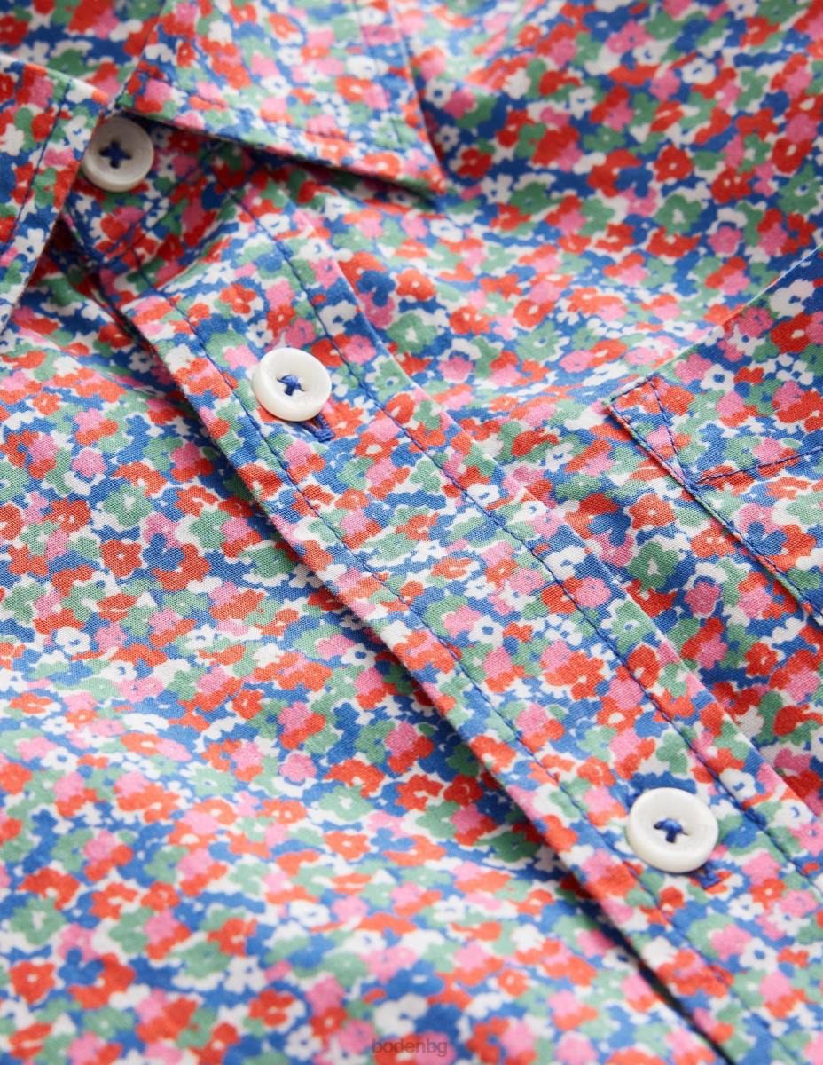 облекло Boden изпрана риза мулти микро флорални момчета LL68889