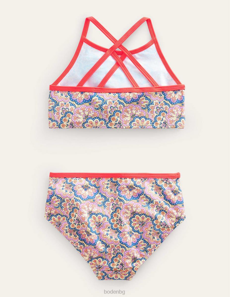 облекло Boden бикини с висока яка лупина и праскова пейсли момичета LL682659