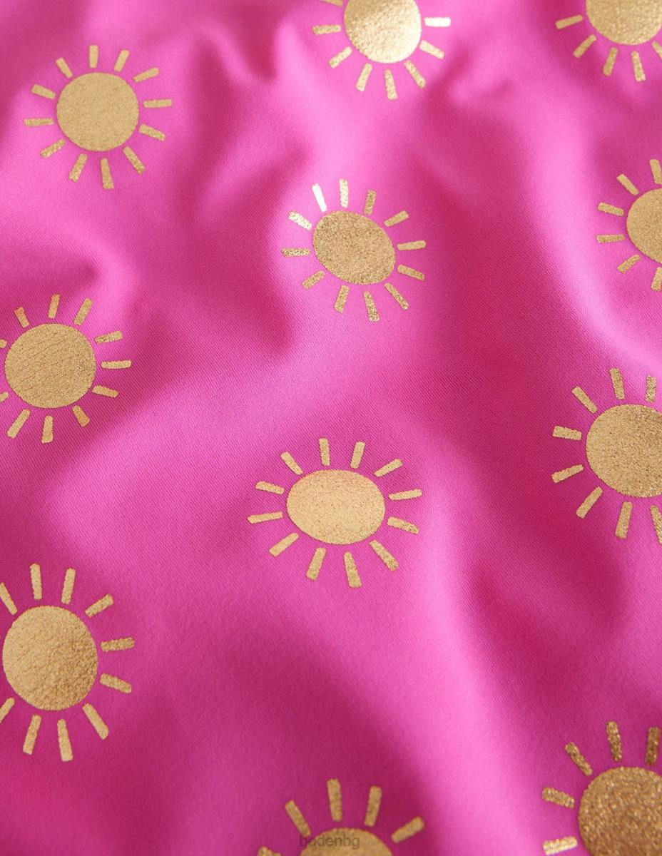 облекло Boden бански с едно рамо гъделичкани слънца от розово златно фолио момичета LL682795