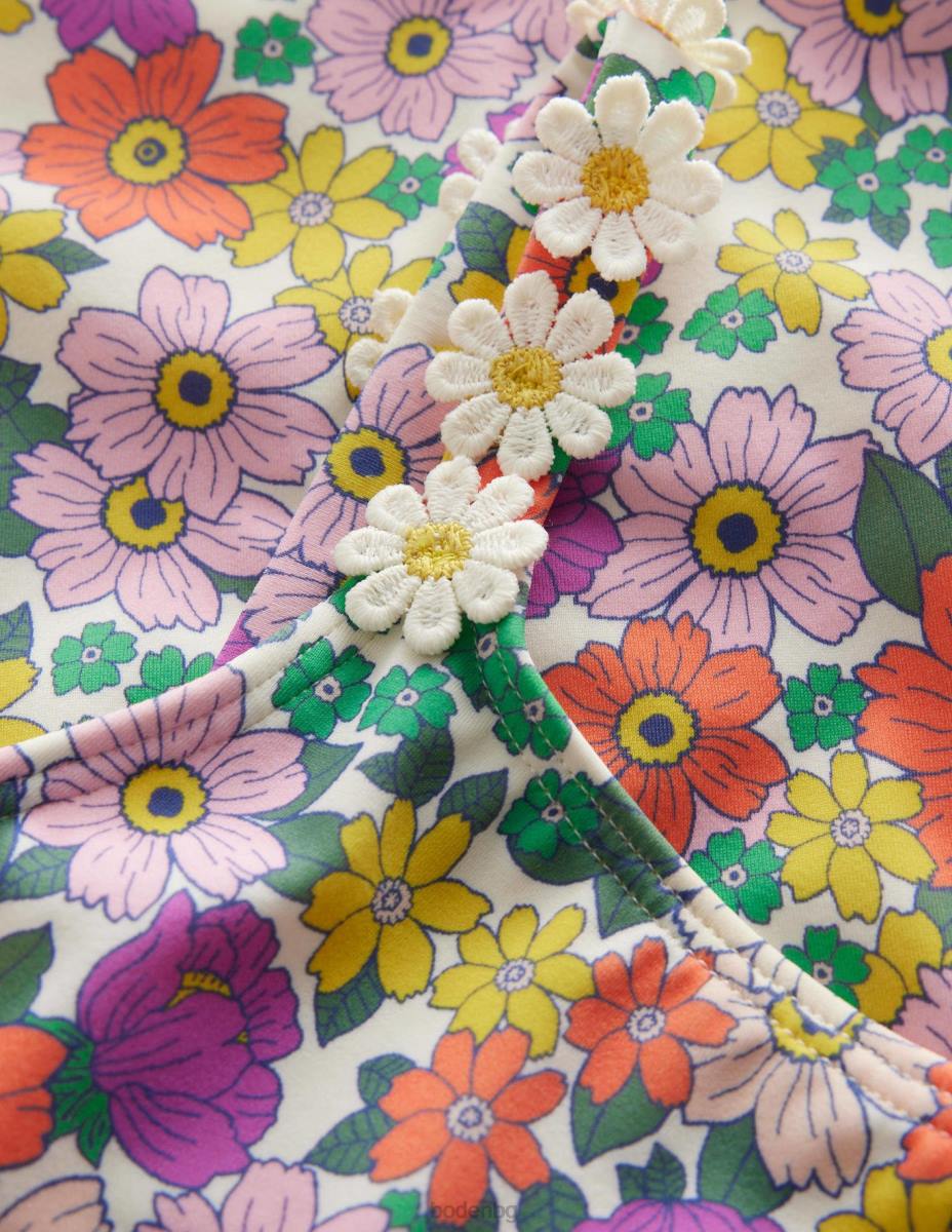 облекло Boden бански с презрамки слонова кост и сияещи цветя на орхидея момичета LL682797