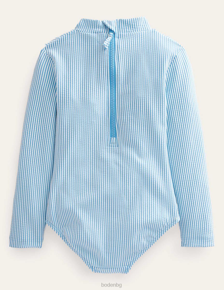 облекло Boden бродиран слънцезащитен бански костюм дъска за сърф цвят слонова кост синя ивица момичета LL682799