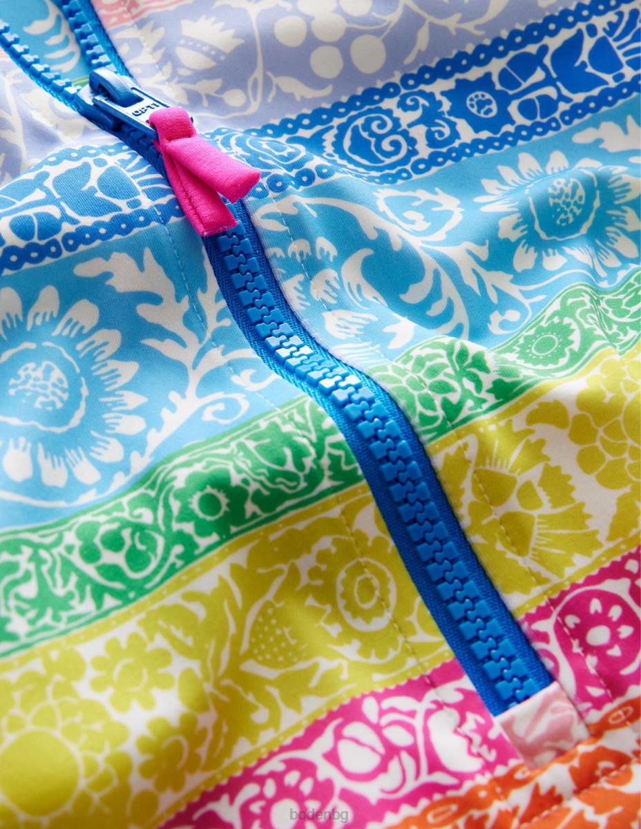 облекло Boden бански с къс ръкав слонова кост и много тапети момичета LL682809