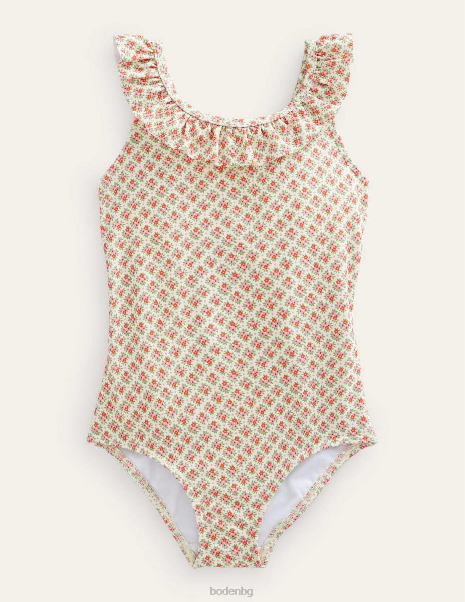 облекло Boden завързване на гърба на бански микроцветна китка ванилия момичета LL682811