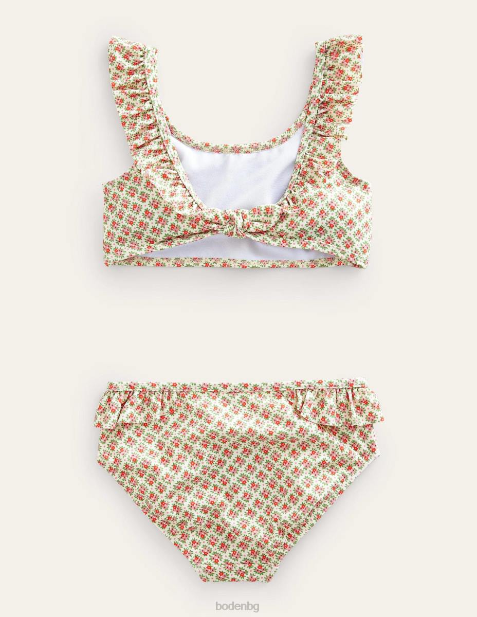 облекло Boden вратовръзка назад бикини с волани микроцветна китка ванилия момичета LL682832