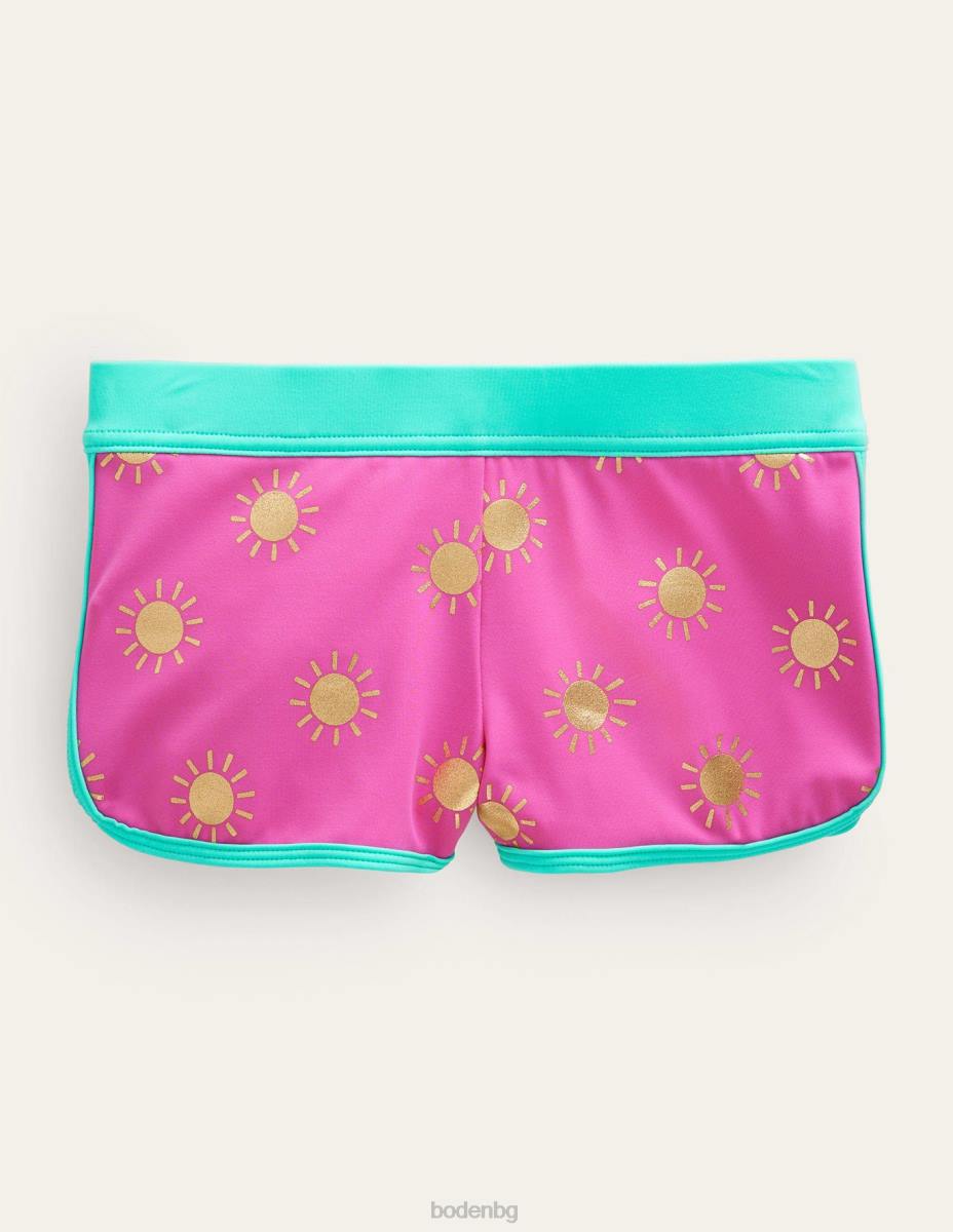 облекло Boden шарени бански шорти гъделичкани слънца от розово златно фолио момичета LL682861