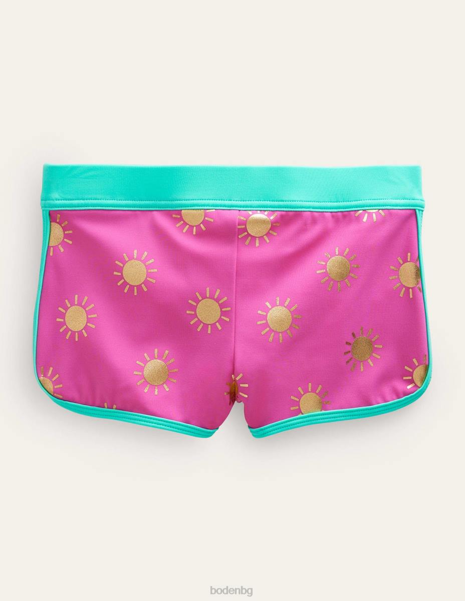 облекло Boden шарени бански шорти гъделичкани слънца от розово златно фолио момичета LL682861