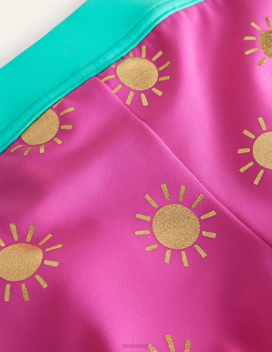 облекло Boden шарени бански шорти гъделичкани слънца от розово златно фолио момичета LL682861