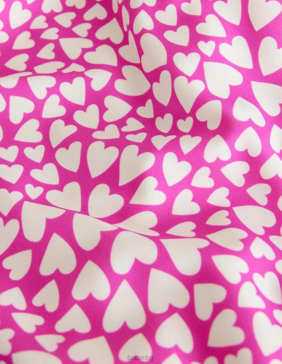 облекло Boden бански с плавни ръкави слонова кост и шокиращи розови сърца момичета LL682866