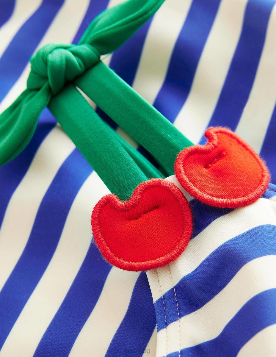 облекло Boden бански с черешови каишки кабана синьо и райе в цвят слонова кост момичета LL682899