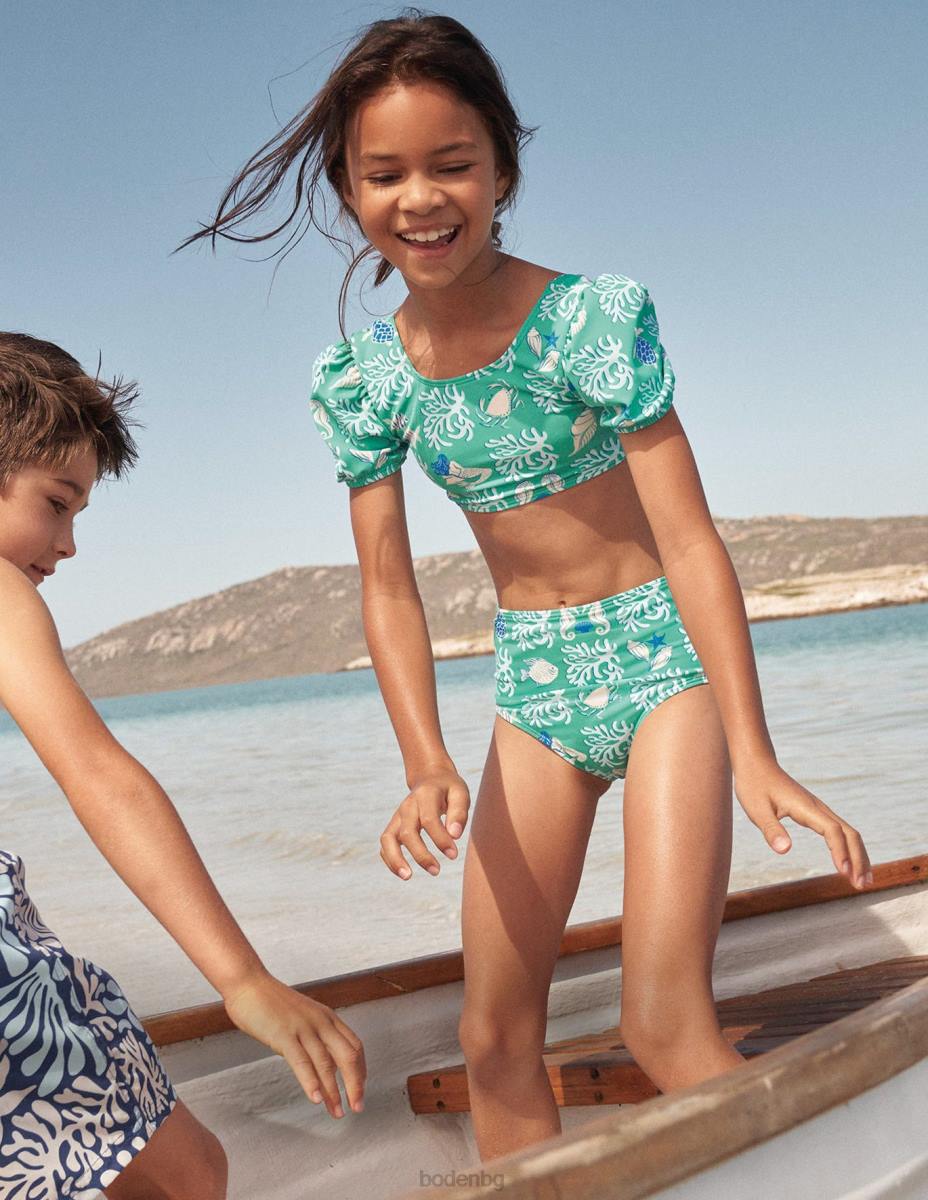 облекло Boden бикини с буф ръкав тропическа пролетна лагуна момичета LL682902