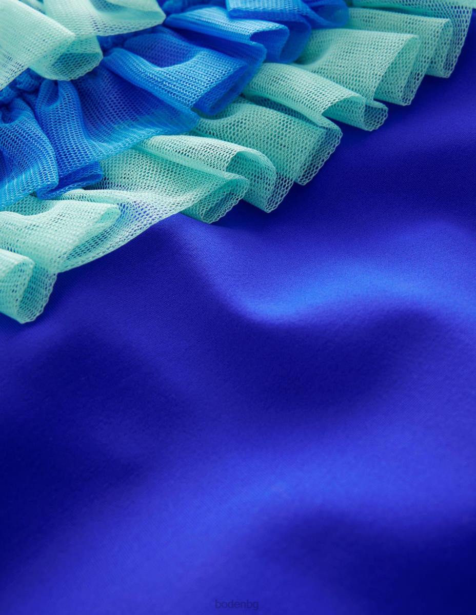 облекло Boden бански с волани от тюл кобалт момичета LL682959