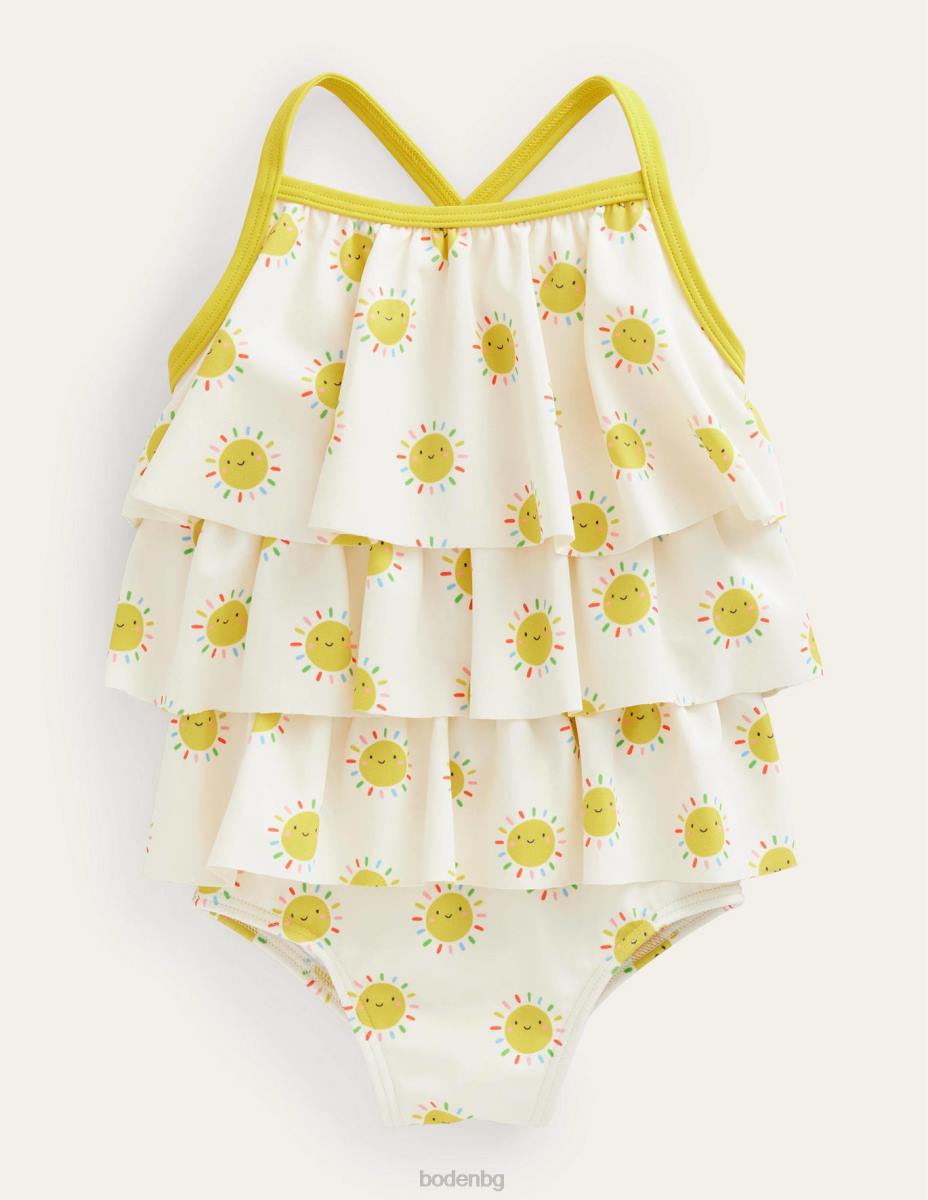 облекло Boden многослоен бански костюм с волани много дъгови слънца момичета LL683057