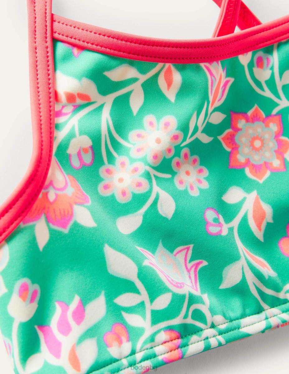 облекло Boden бикини с шарки тропическо зелен пейсли момичета LL683123