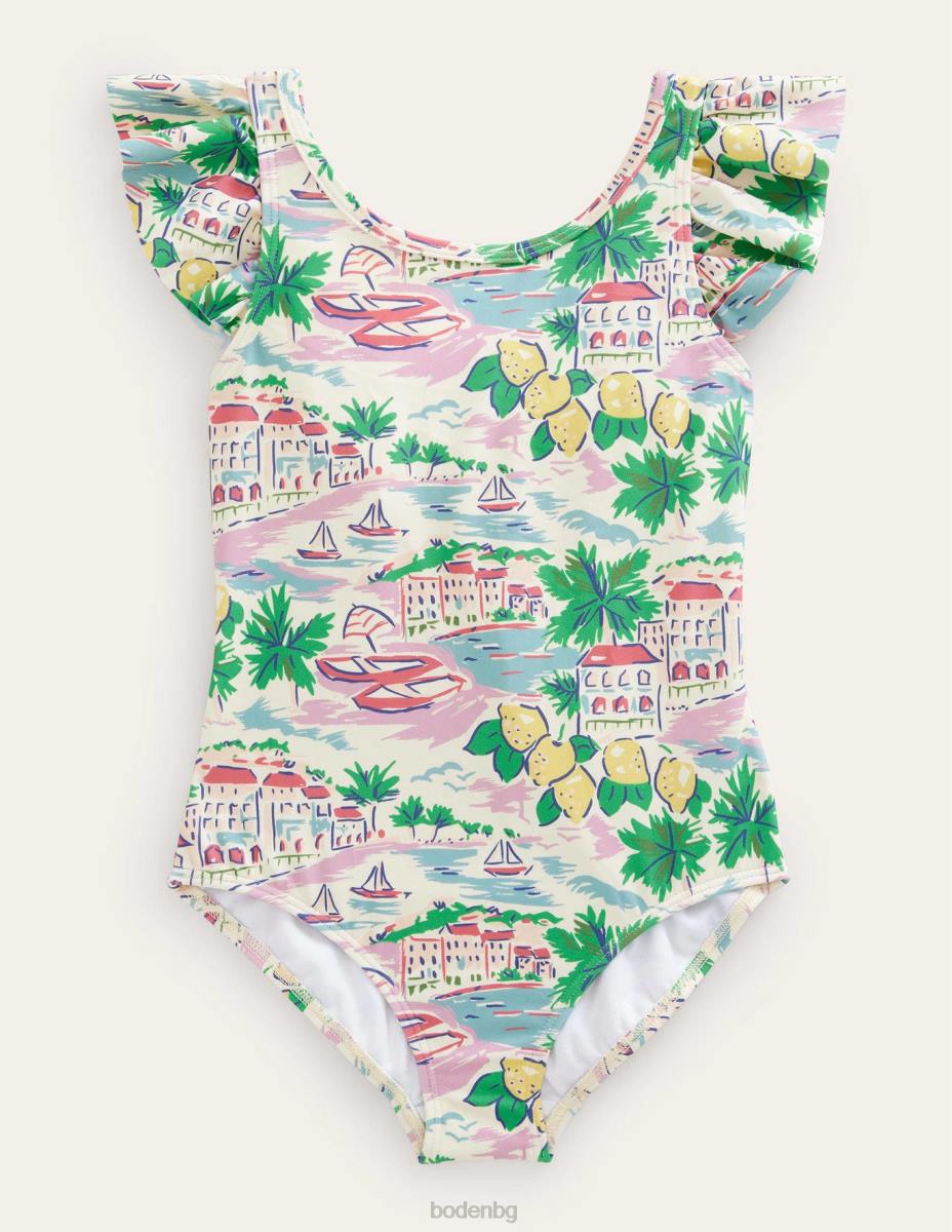 облекло Boden бански с плавни ръкави мулти сцена момичета LL683160