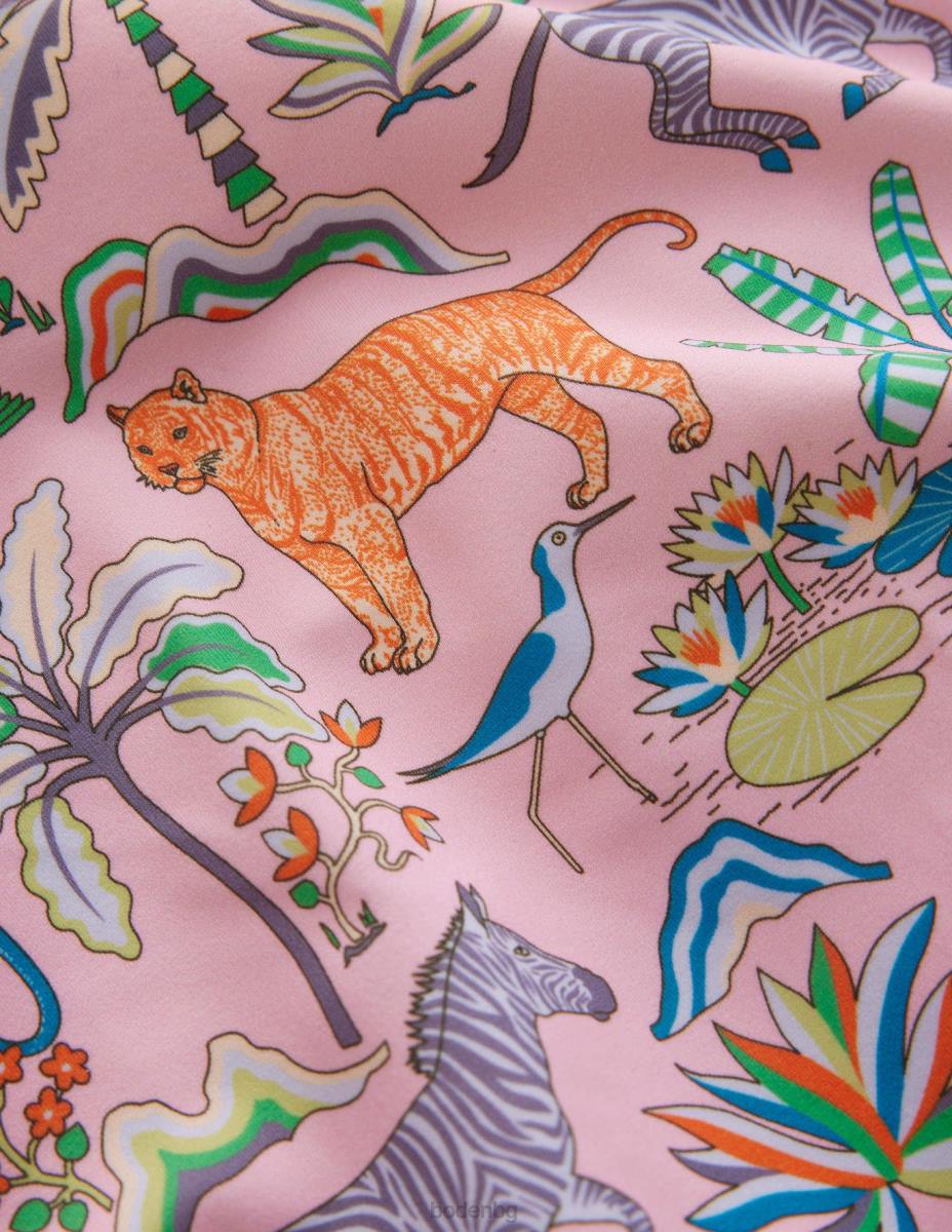 облекло Boden щампован бански с издути ръкави камея розова тропическа градина момичета LL683163