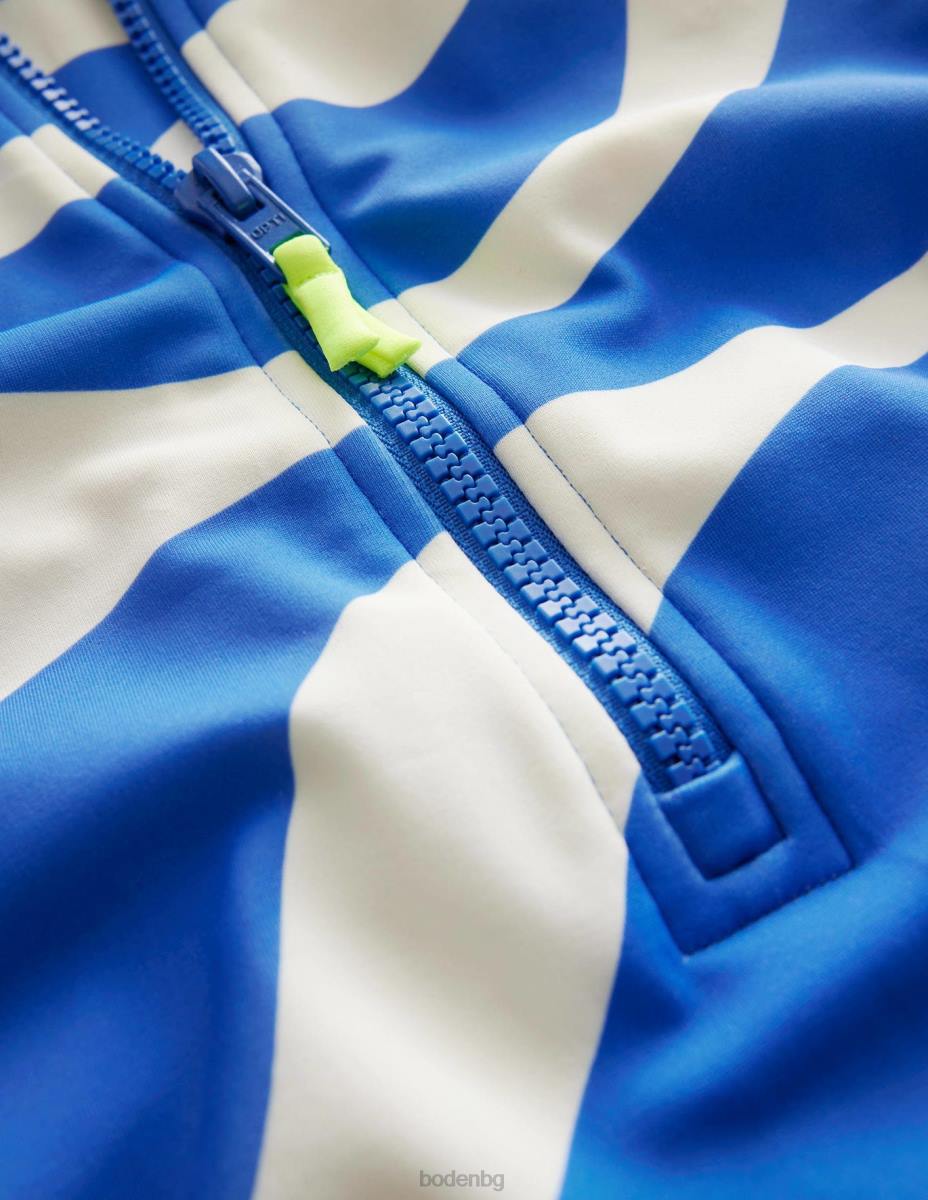 облекло Boden бански с къс ръкав слонова кост и кабана синя вълна момичета LL683212