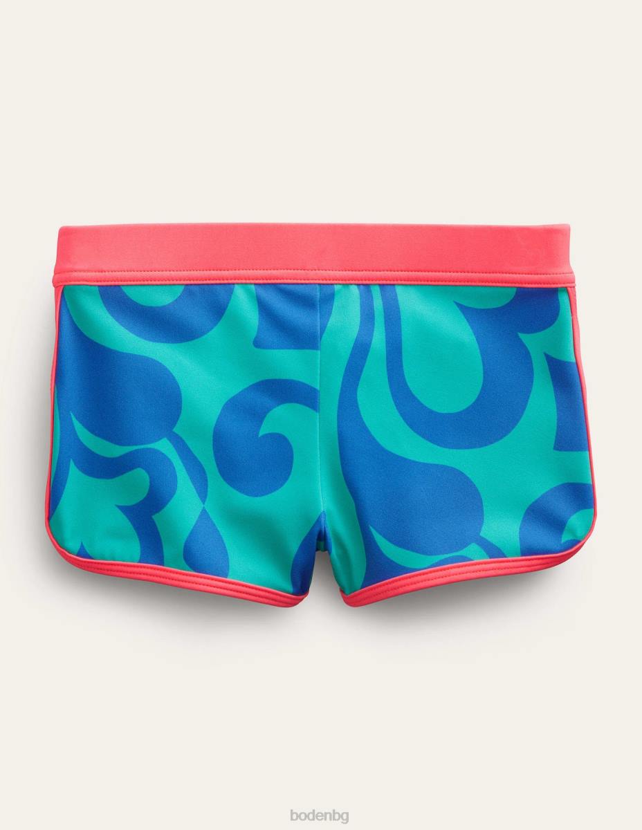 облекло Boden шарени бански шорти шаблон за тропическо зелено лято момичета LL683259