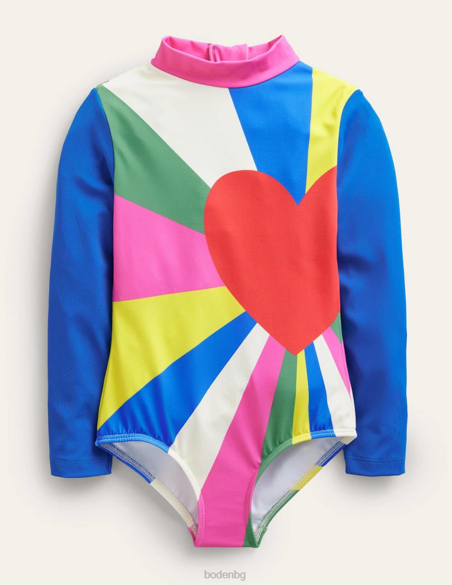 облекло Boden бански с щампа с дълъг ръкав мулти момичета LL683295