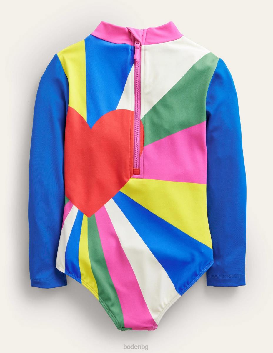 облекло Boden бански с щампа с дълъг ръкав мулти момичета LL683295