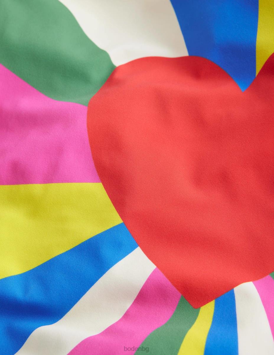 облекло Boden бански с щампа с дълъг ръкав мулти момичета LL683295