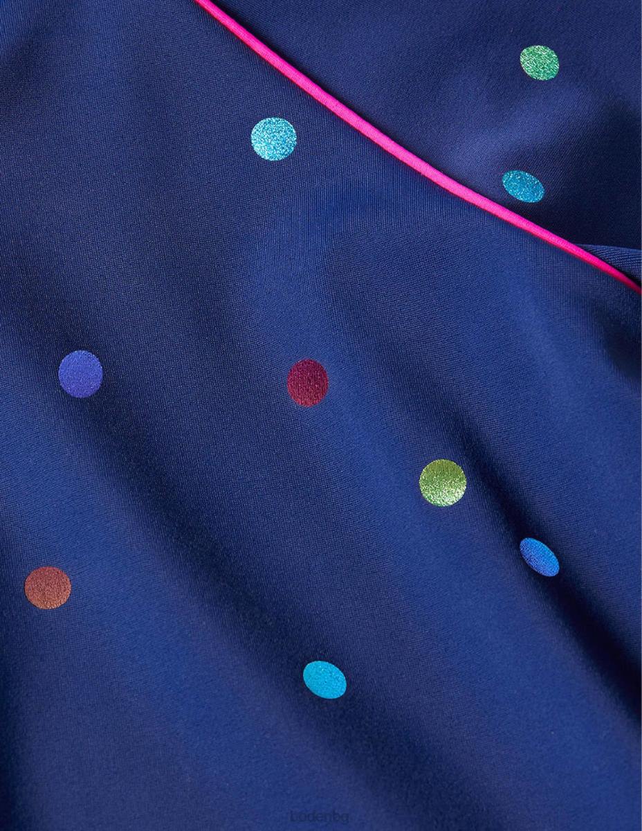 облекло Boden жилетка с шарени обриви тъмносиня дъга и конфети от фолио момичета LL68459