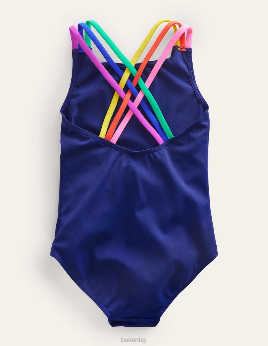 облекло Boden бански Rainbow Cross Back хармонично синьо момичета LL683223