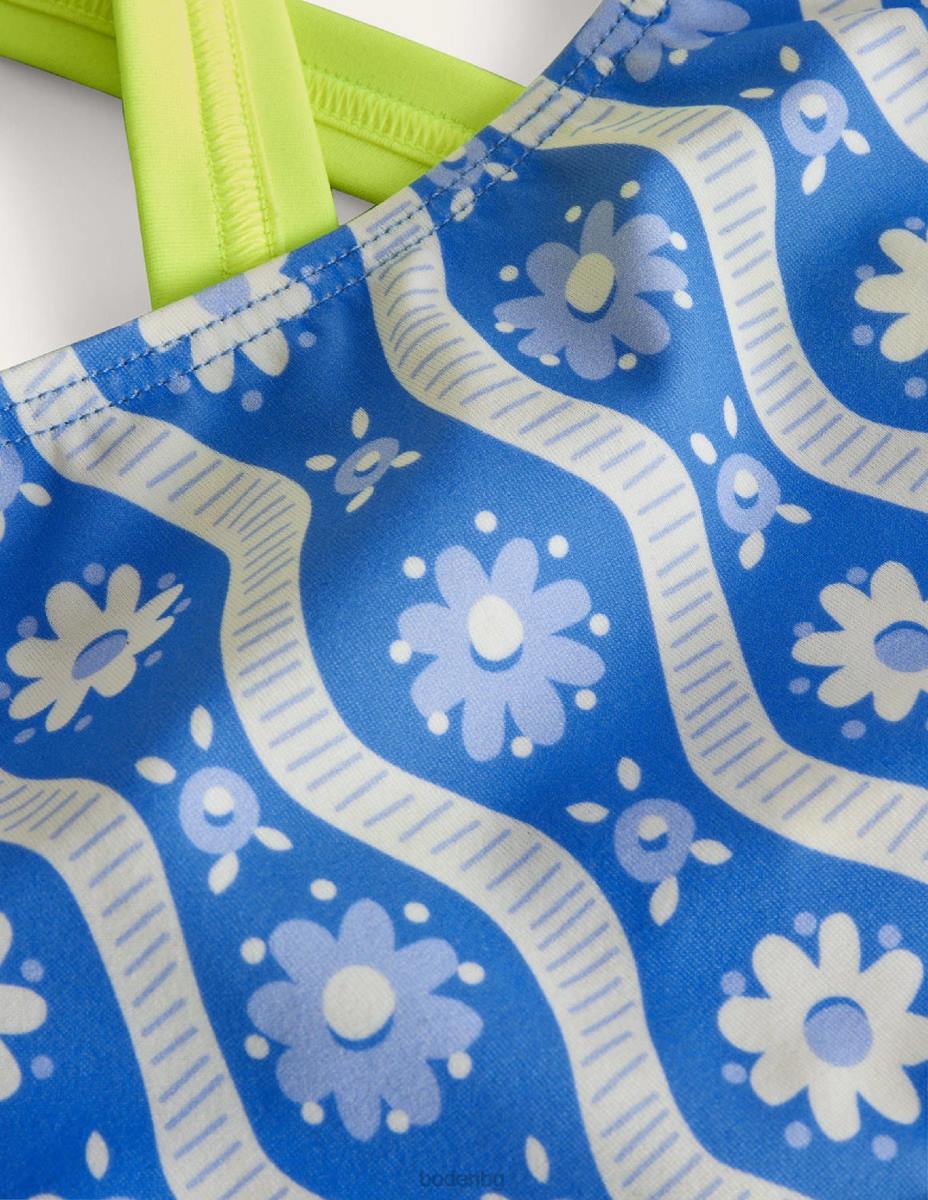 облекло Boden горна част на бикини с кръстосана задна част penzance blue daisy wave момичета LL683070