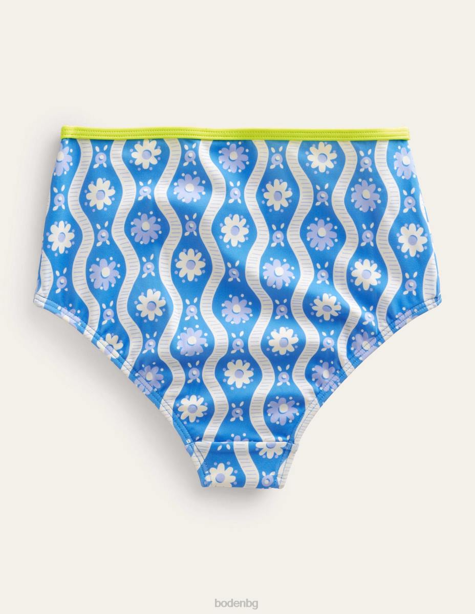 облекло Boden бикини с висока талия penzance blue daisy wave момичета LL683101