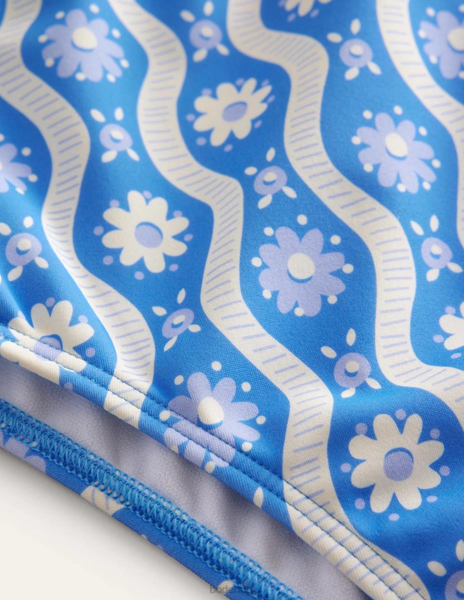 облекло Boden бикини с висока талия penzance blue daisy wave момичета LL683101