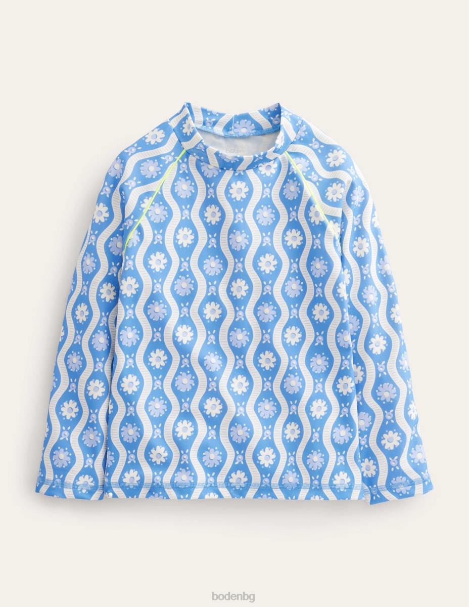 облекло Boden жилетка с шарени обриви penzance blue daisy wave момичета LL683251