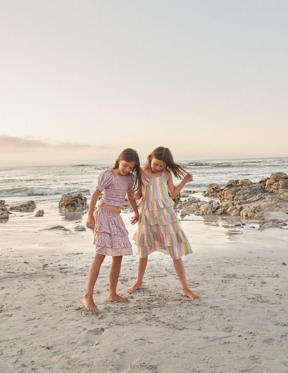 облекло Boden съчетана блуза с ризи лупина и праскова пейсли момичета LL682884