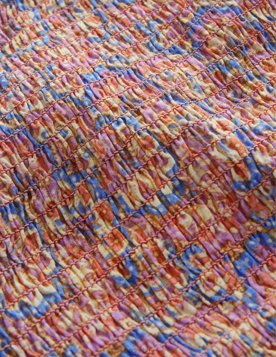 облекло Boden съчетана блуза с ризи лупина и праскова пейсли момичета LL682884