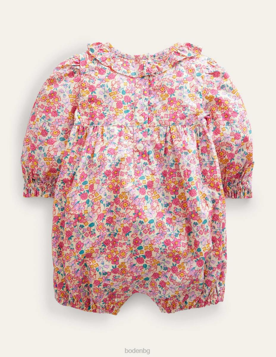 облекло Boden плетен гащеризон с дълъг ръкав Бери розова пеперуда момичета LL683107