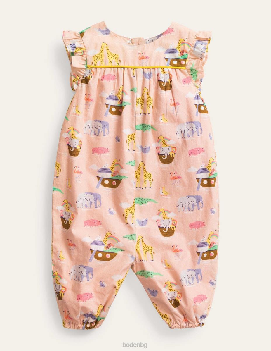 облекло Boden гащеризон с щампован волан Прованс прашни розови животни момичета LL683124