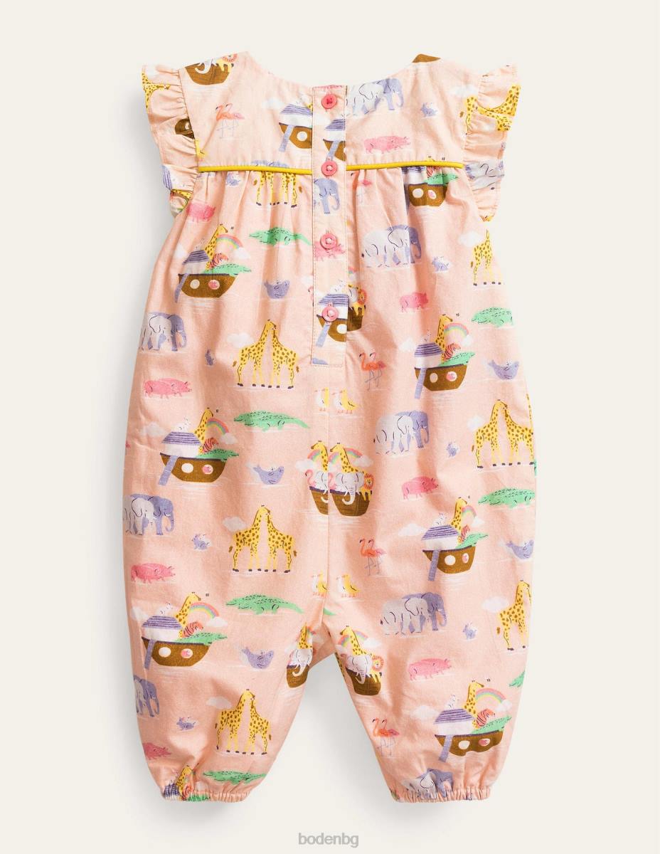 облекло Boden гащеризон с щампован волан Прованс прашни розови животни момичета LL683124