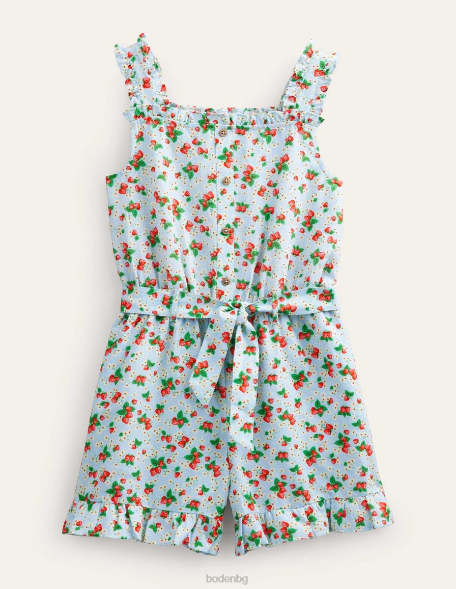 облекло Boden ленено-памучен костюм с волани сърфирайте ягодови дици момичета LL683234